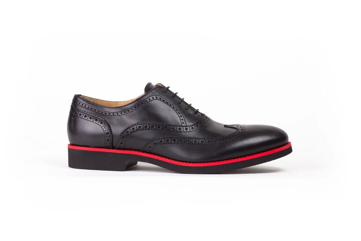 2017 Men's Black & Red Brogue Wingtip