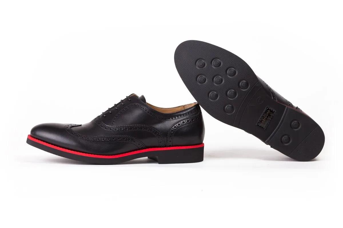 2017 Men's Black & Red Brogue Wingtip