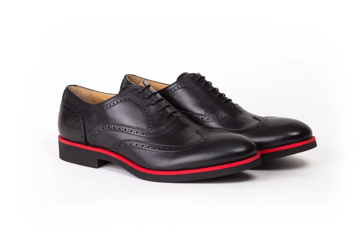 2017 Men's Black & Red Brogue Wingtip