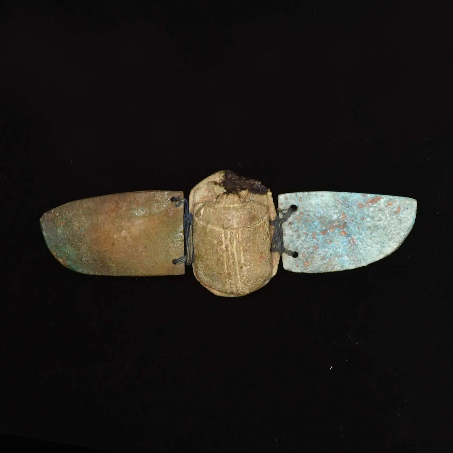 An Egyptian Faience Winged Scarab, Late Period ca. 664-332 BCE