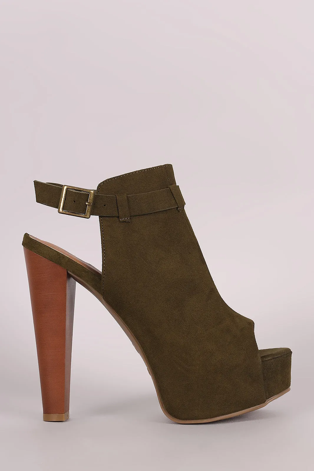 Bamboo Suede Chunky Heeled Booties