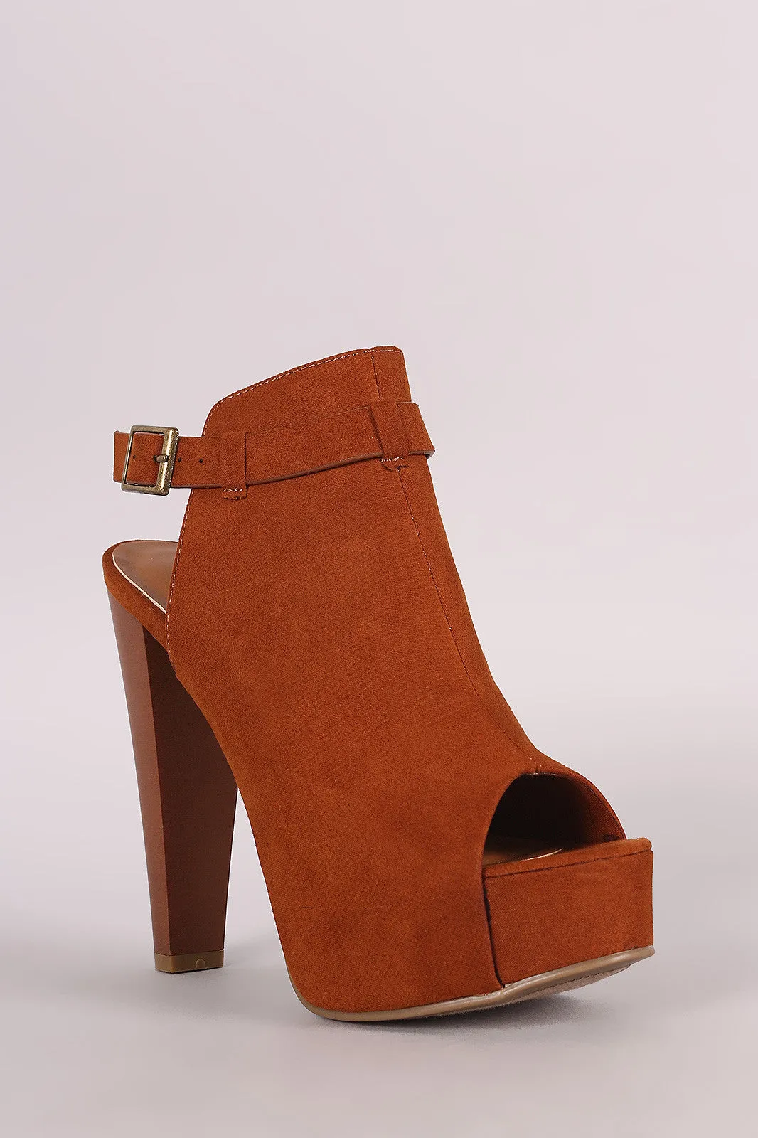 Bamboo Suede Chunky Heeled Booties