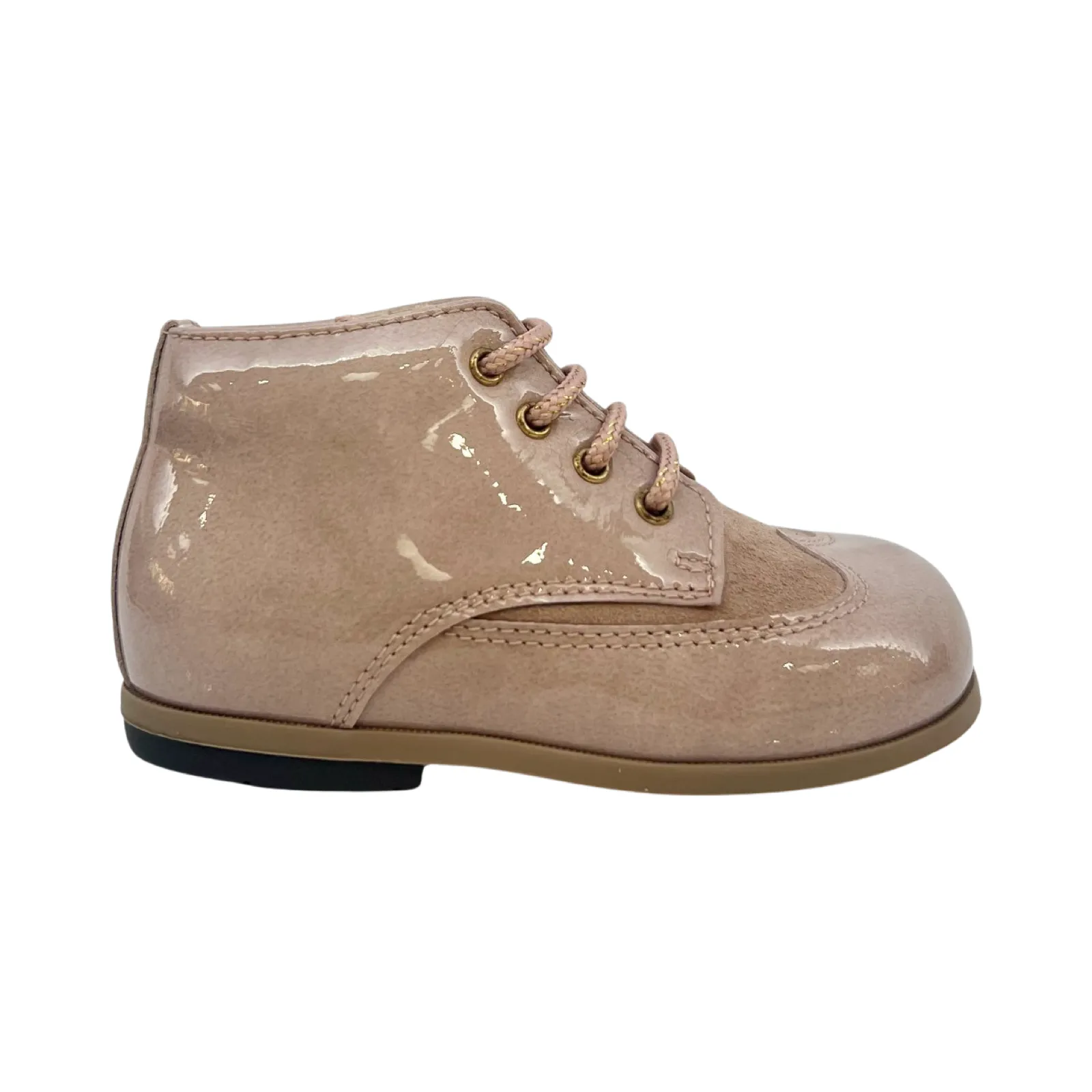 Beberlis Old Rose wingtip Lace Up Baby Bootie