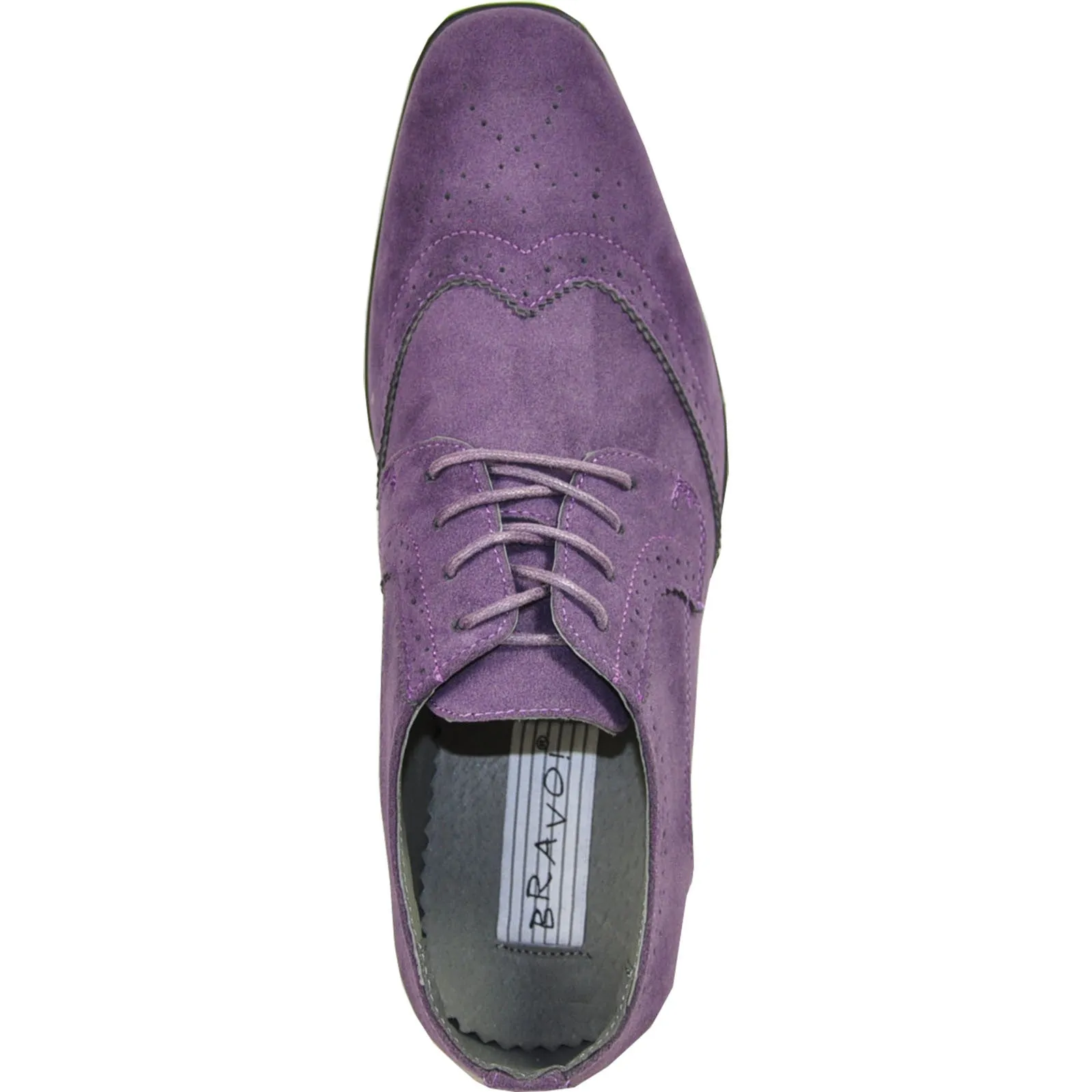 BRAVO Men Dress Shoe KING-3 Wingtip Oxford Shoe Purple