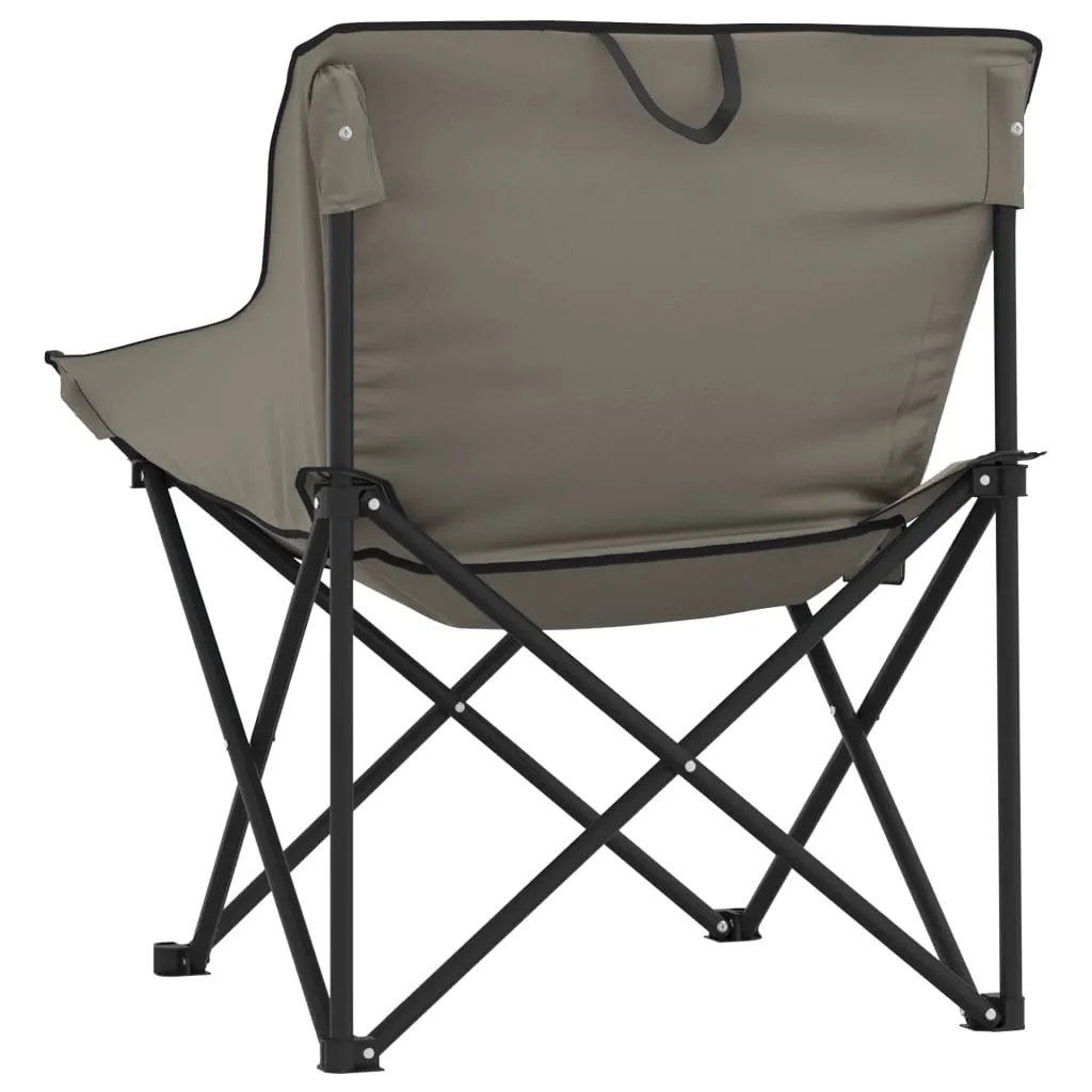 Camping Chairs with Pocket Foldable 2 pcs Grey