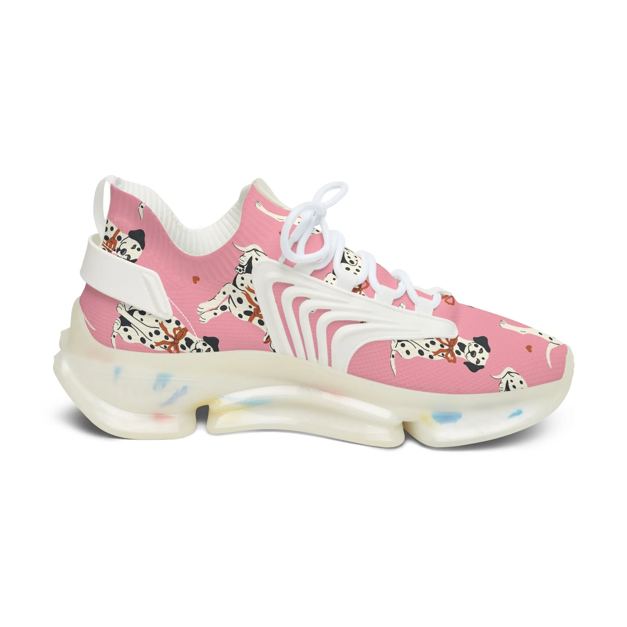 Dalmatian Dogs on Pink Background Women's Mesh Sneakers