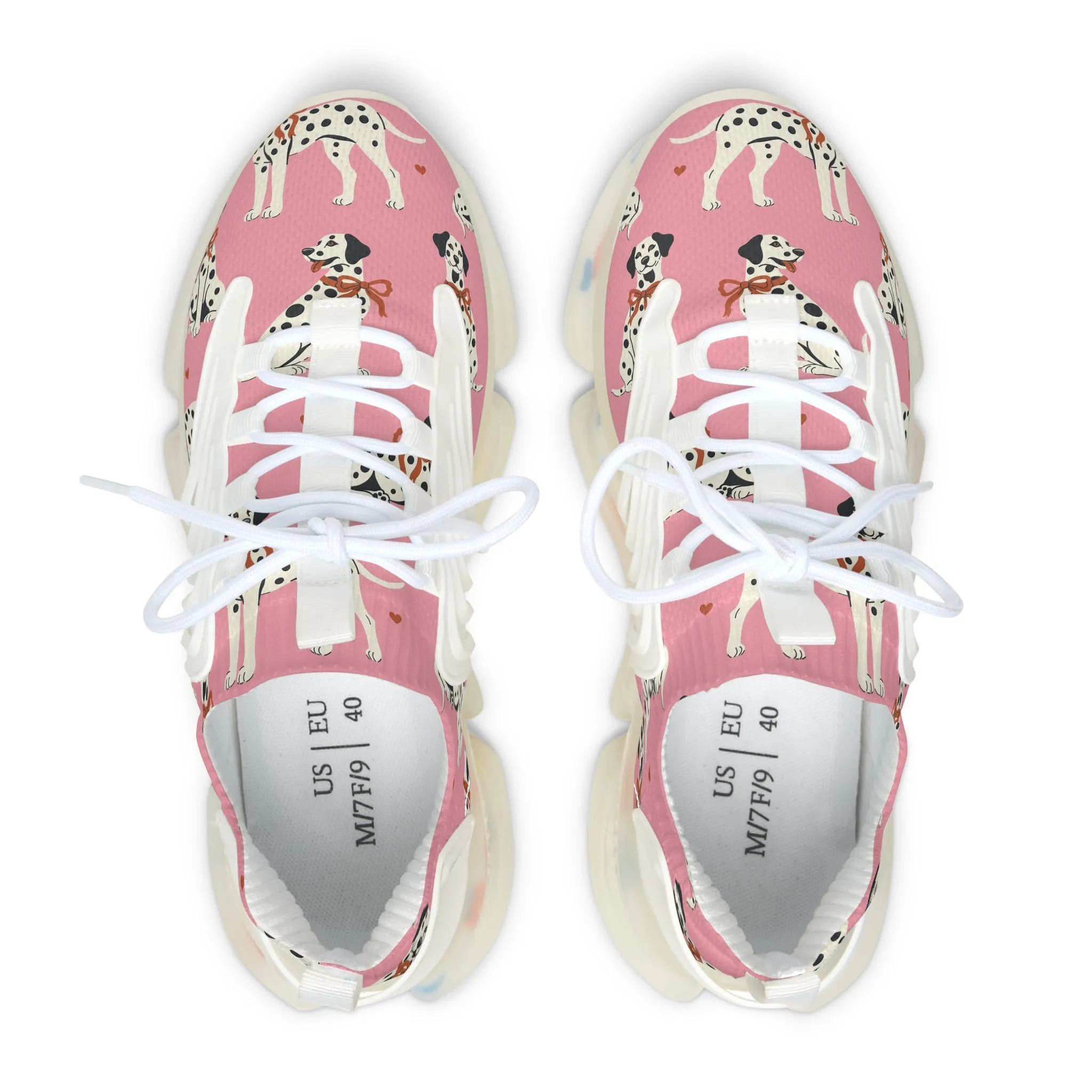 Dalmatian Dogs on Pink Background Women's Mesh Sneakers