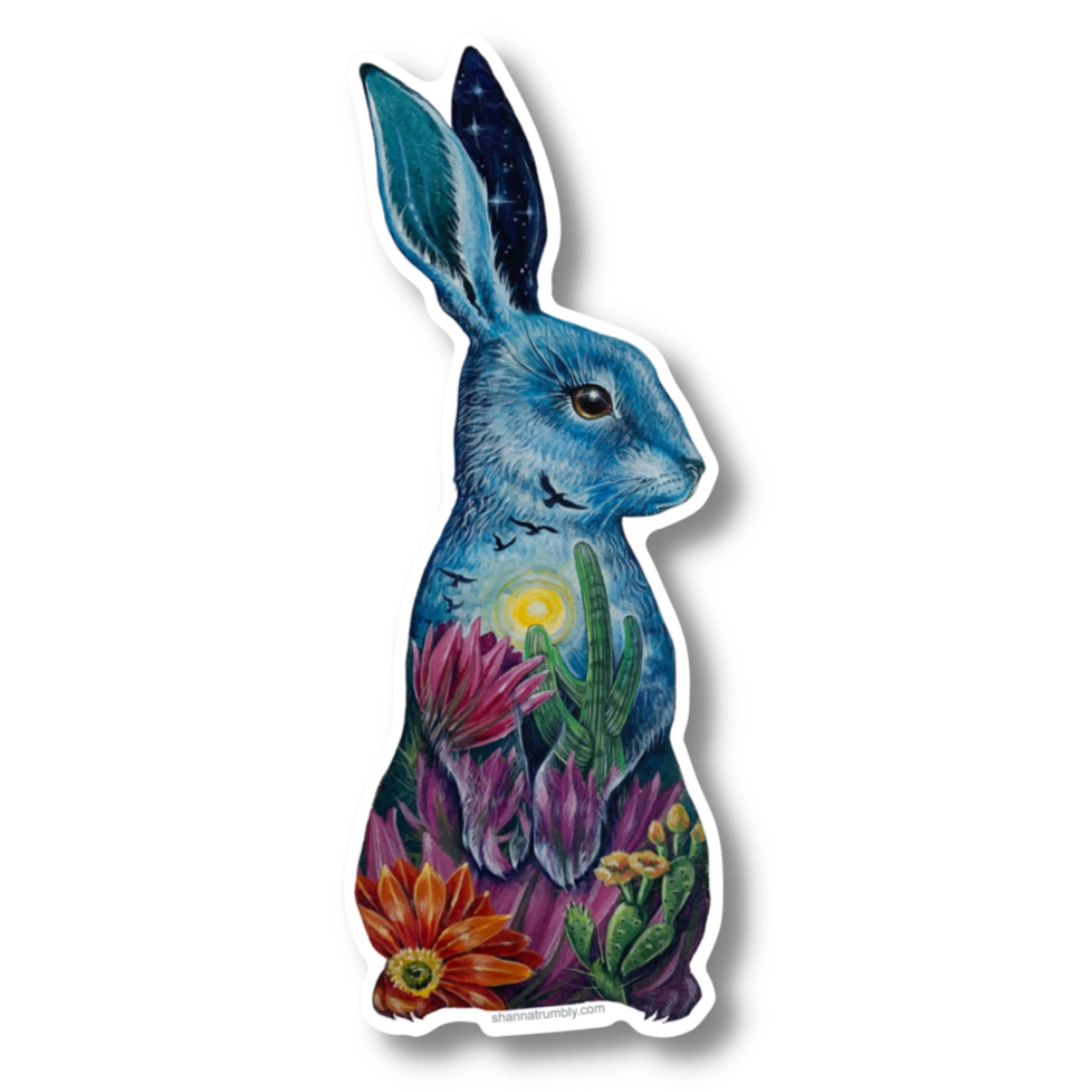 Desert Blooms Rabbit Sticker