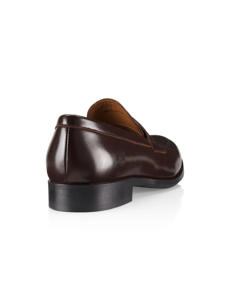 Eastside Boss Leather Penny Loafers in Dark Brown