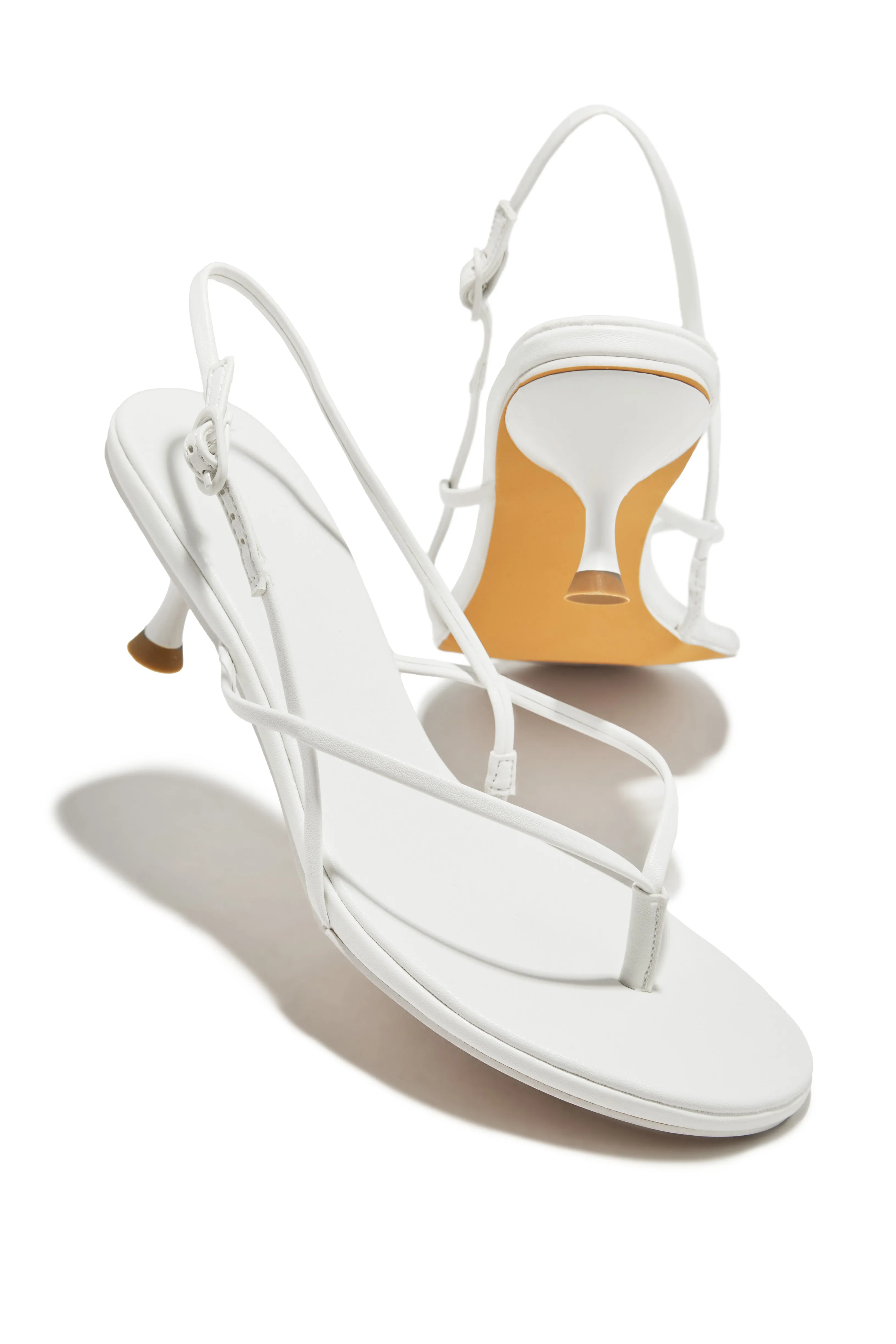 Elodie Slingback Kitten Heels - White