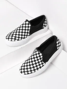 Gingham Canvas Slip On Plimsolls