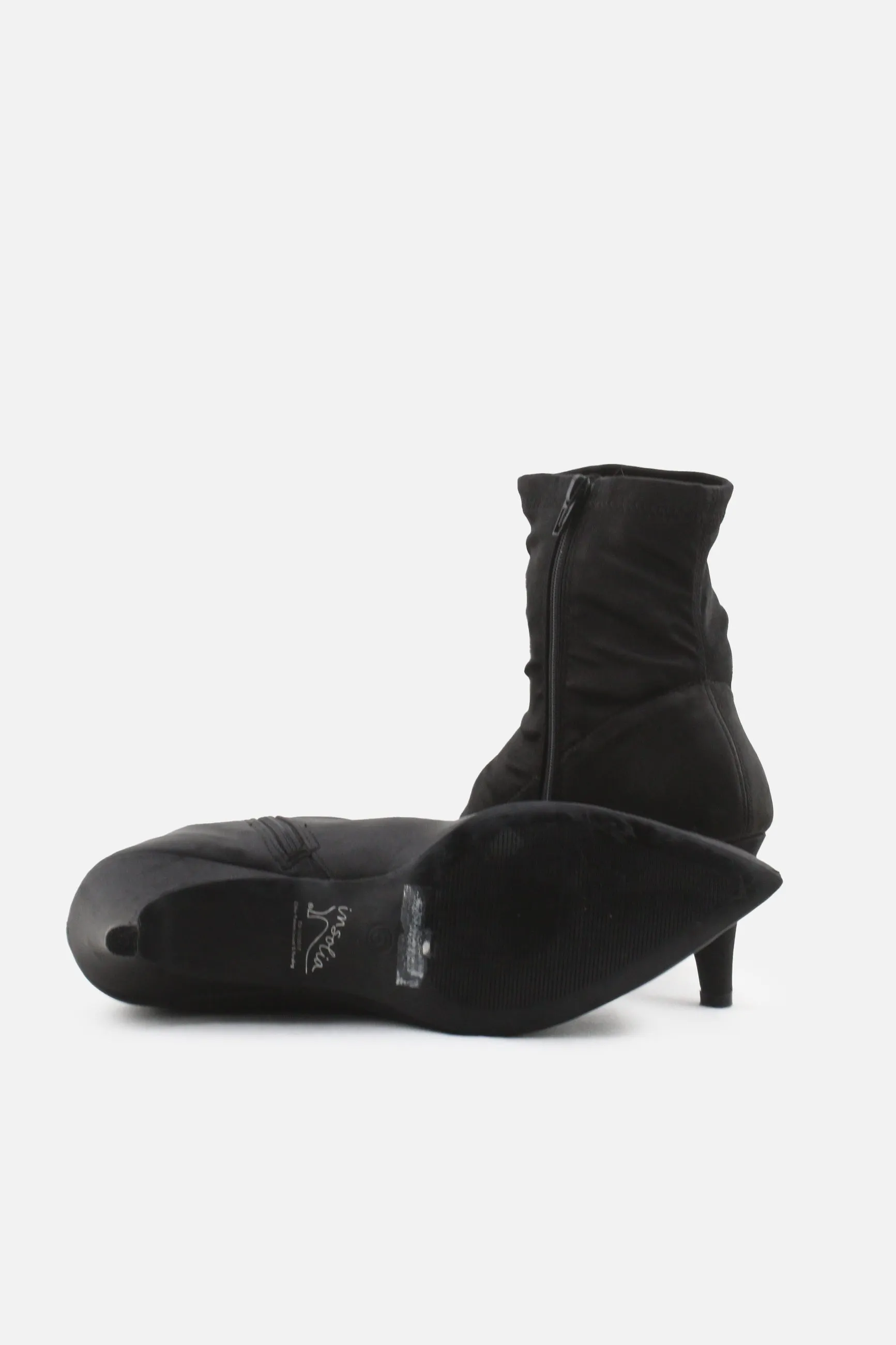 Insole Zipper Kitten Heels Ankle Boots | Textile