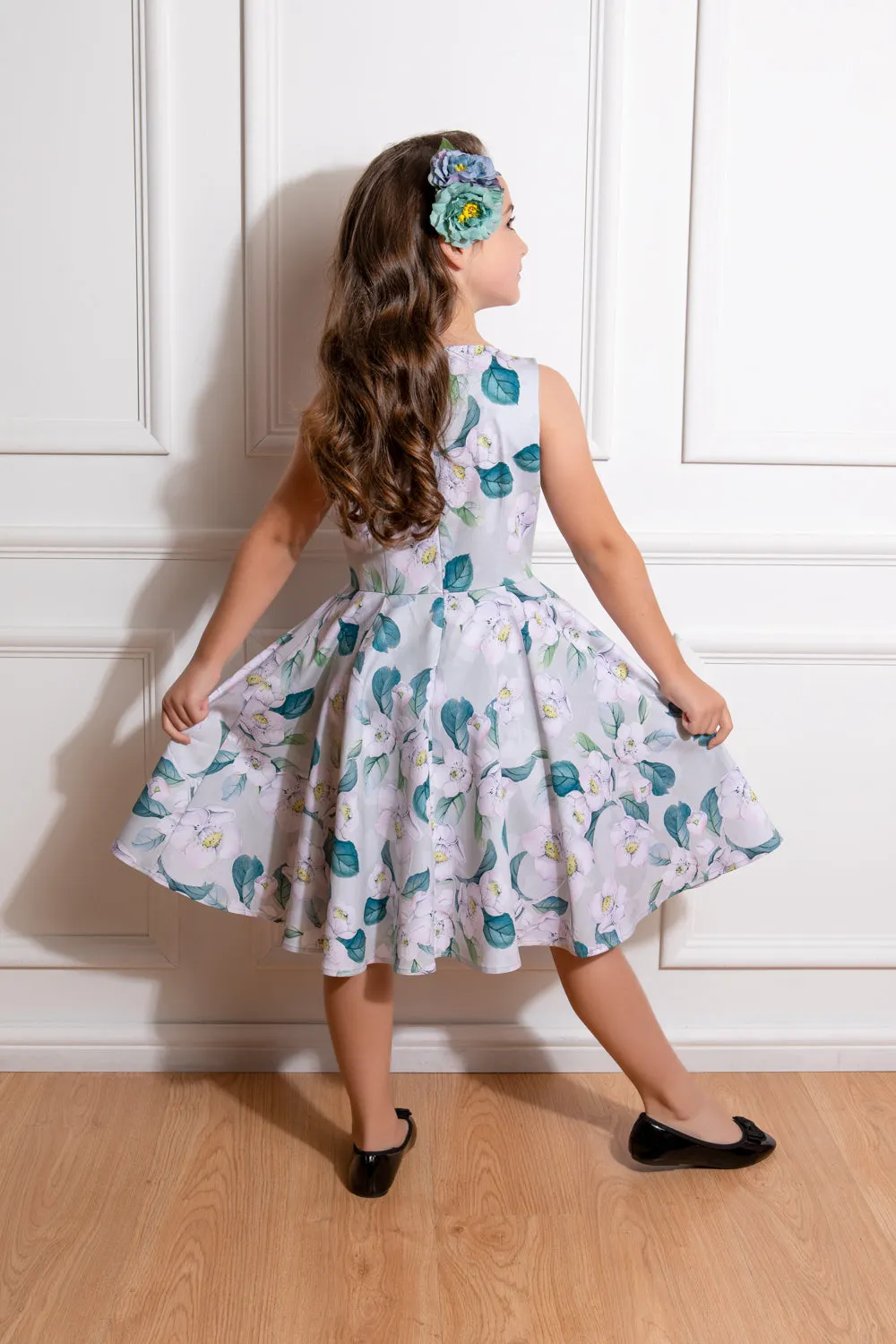 Little Kitty Girls' Pastel Purple Floral Swing Dress