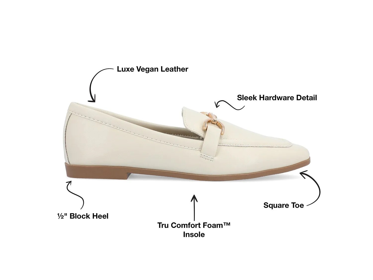 Mizza loafers from the Journee Journee Collection, ivory