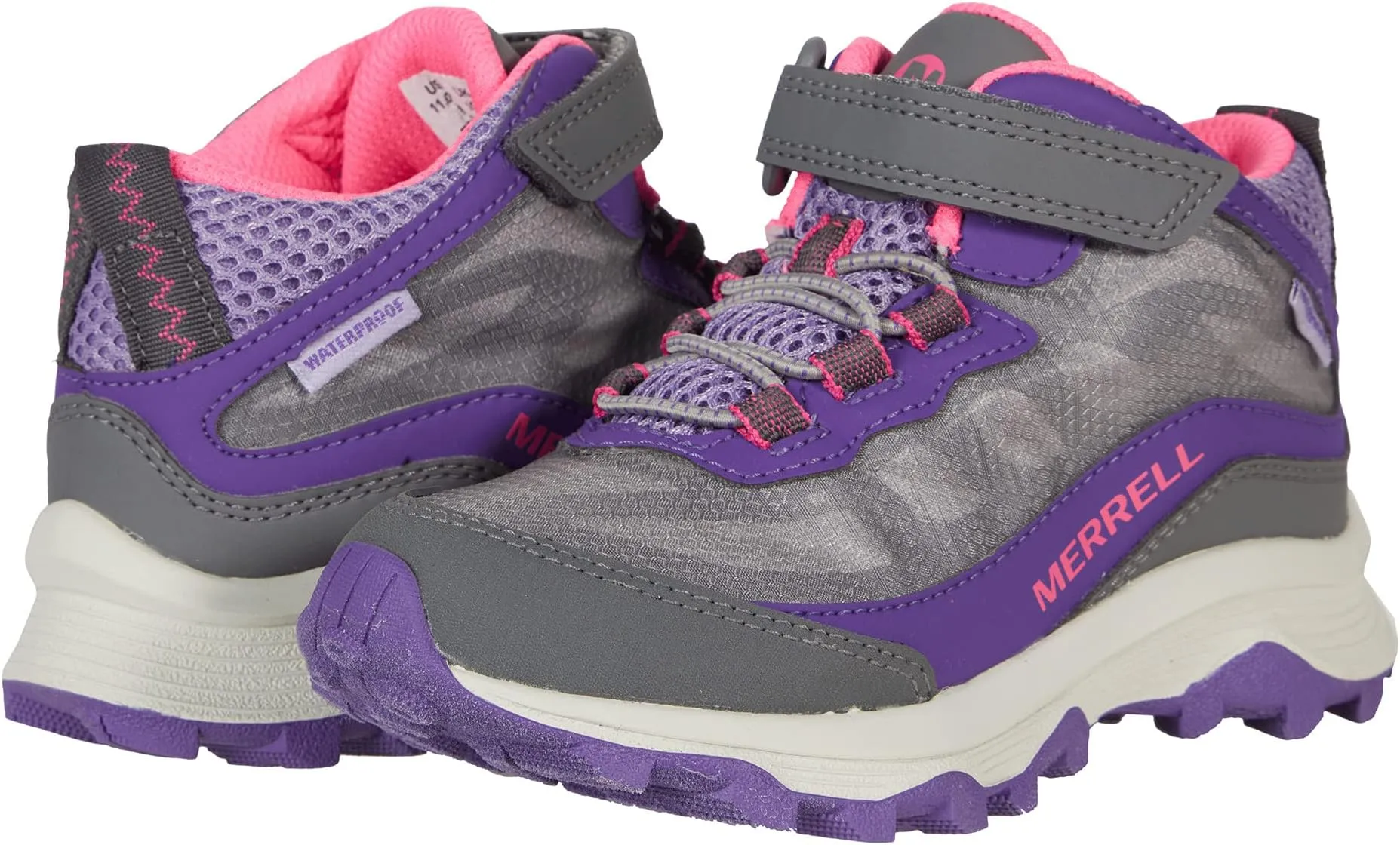 Moab Speed Mid A/C Waterproof Merrell Hiking Shoes, Grey/Pink/Purple