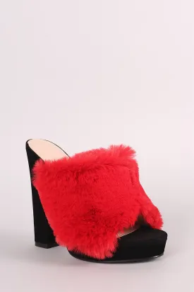 Shoe Republic LA Faux Fur Chunky Platform Mule Heel