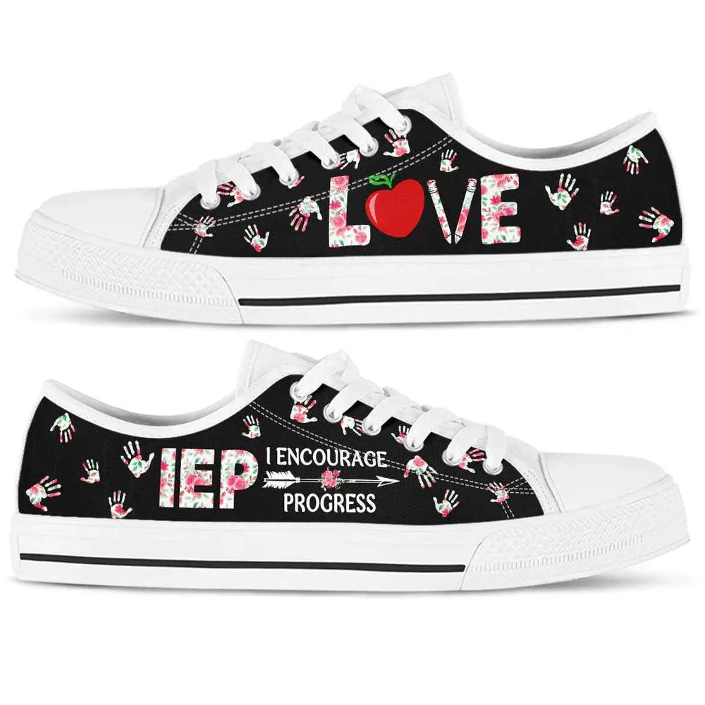 Sped Teacher Floral Pattern Encourage Progress Low Top Shoes, Teacher Shoes, Low Top Sneakers