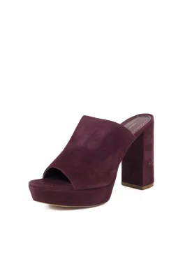 Suede High Heel Peep Toe 110mm Mule - Plum