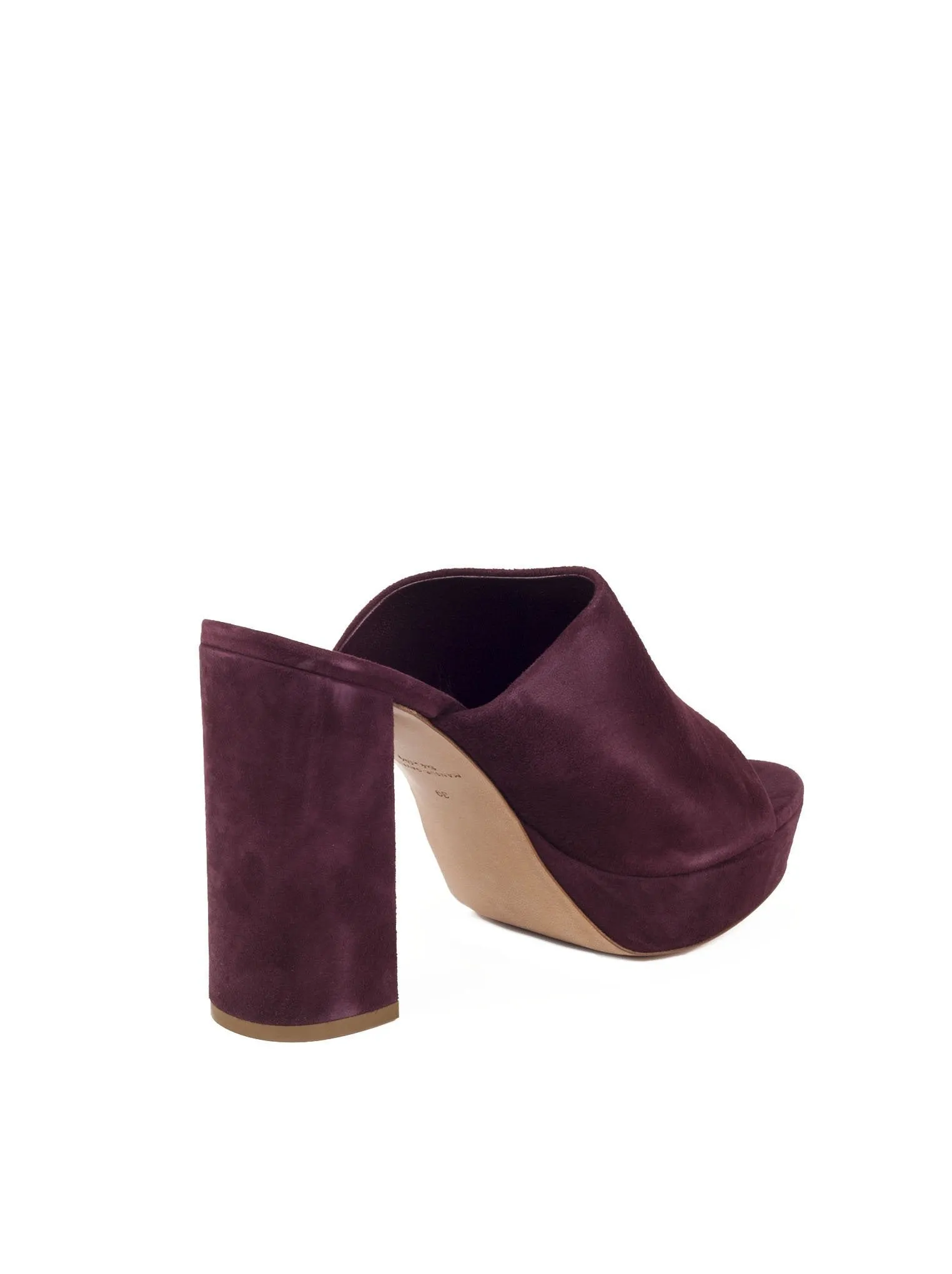 Suede High Heel Peep Toe 110mm Mule - Plum