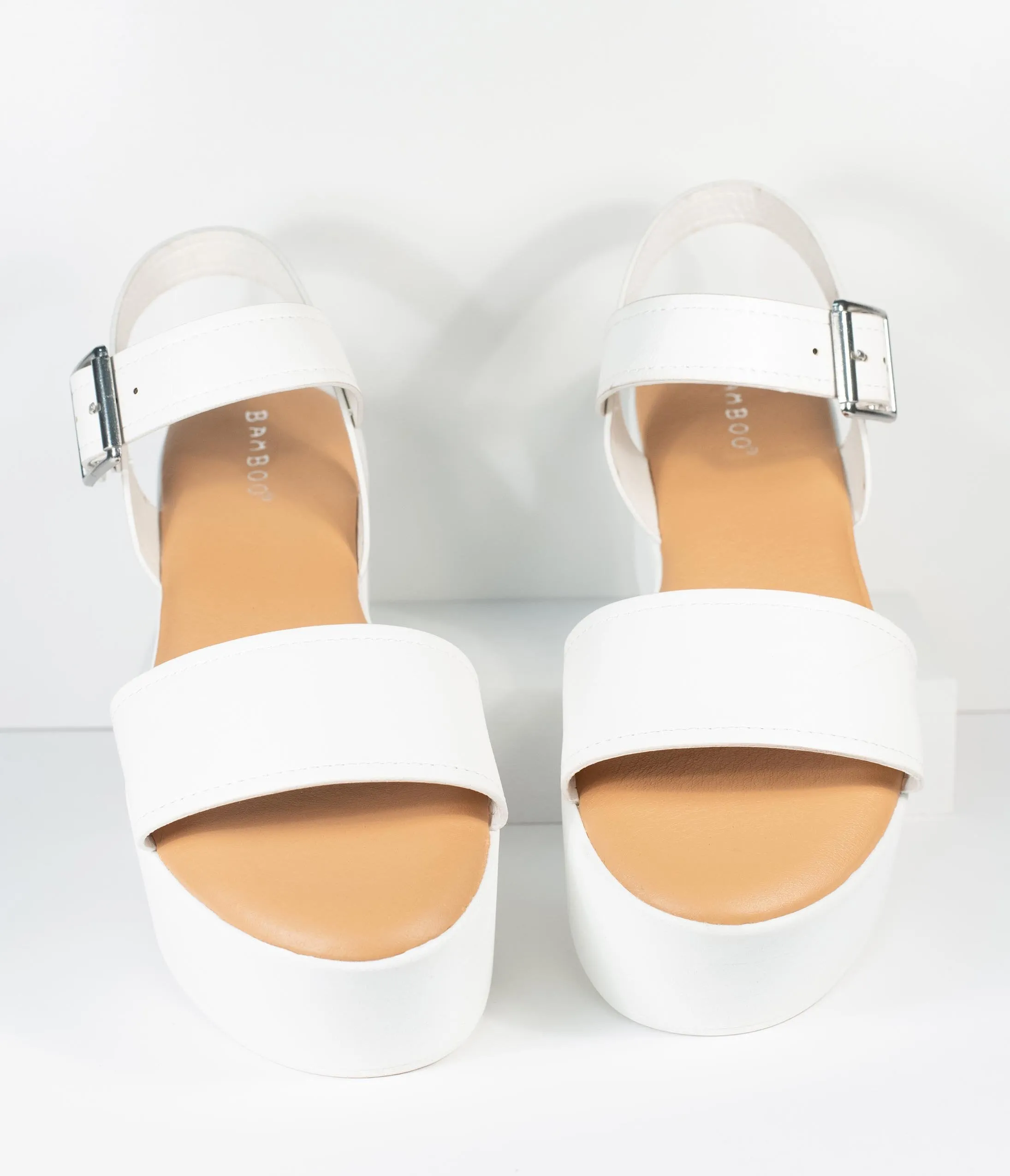 White Leatherette Platform Sandals